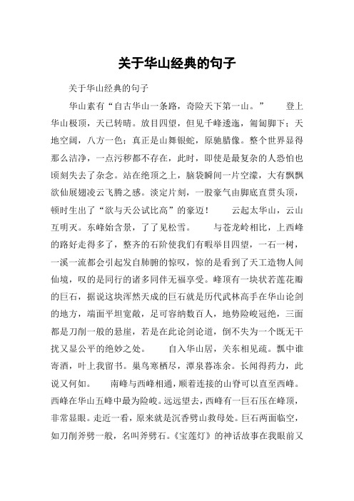关于华山经典的句子