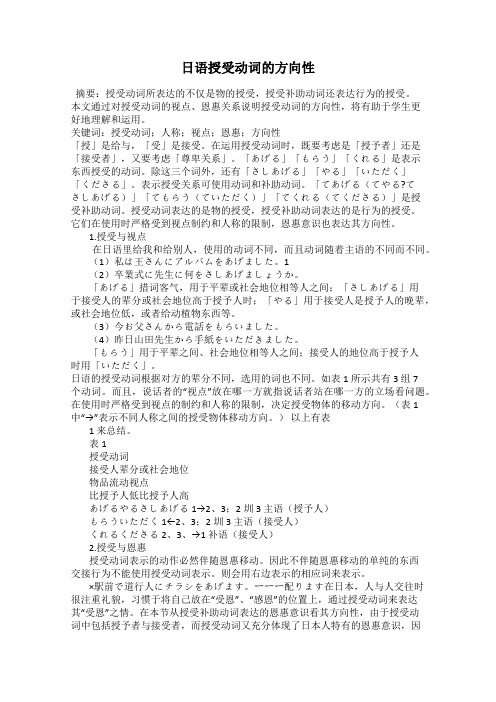 日语授受动词的方向性