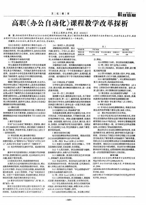 高职《办公自动化》课程教学改革探析