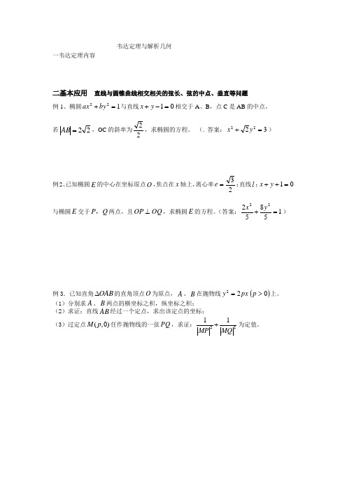 韦达定理与解析几何(升级)