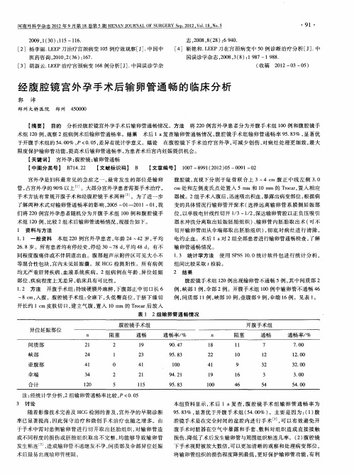 经腹腔镜宫外孕手术后输卵管通畅的临床分析