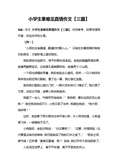 小学生患难见真情作文【三篇】