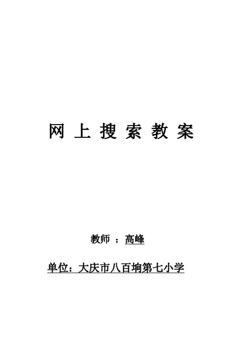 网 上 搜 索 教 案(高峰)