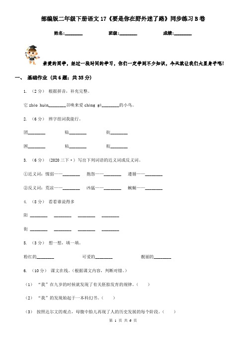 部编版二年级下册语文17《要是你在野外迷了路》同步练习B卷