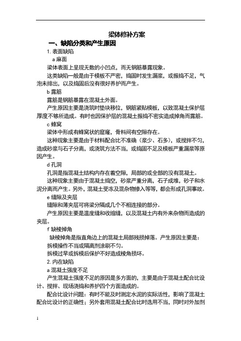 预制梁修补方案