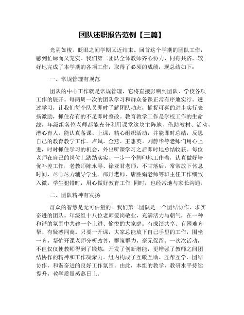 团队述职报告范例【三篇】