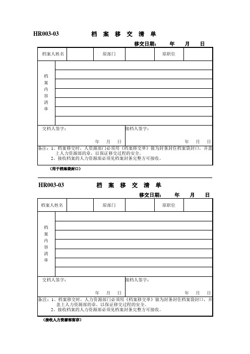 档案移交清单