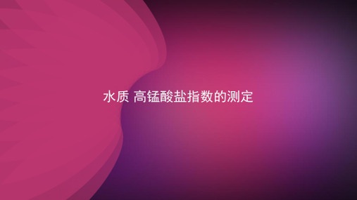 水质 高锰酸盐指数的测定