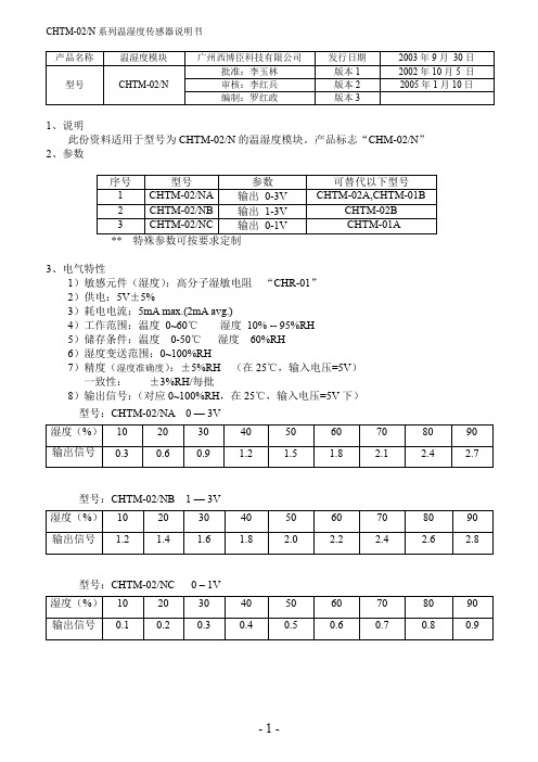 CHTM02温湿度传感器手册