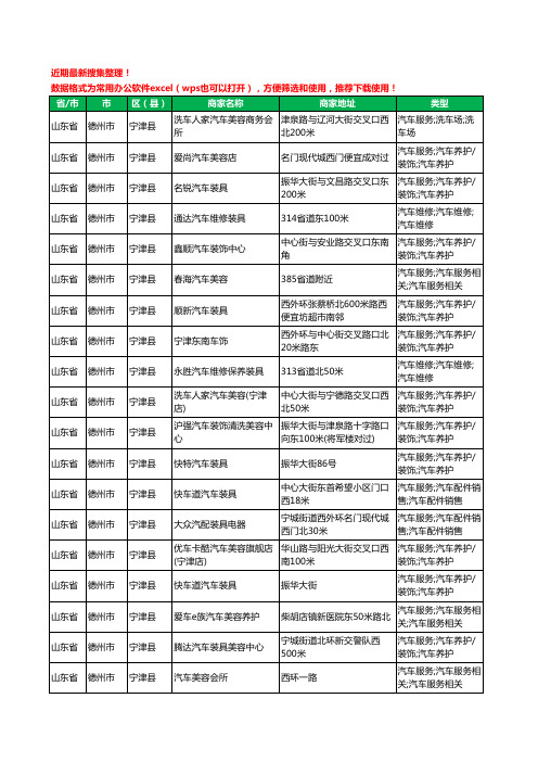 2020新版山东省德州市宁津县汽车装潢工商企业公司商家名录名单黄页联系方式大全64家