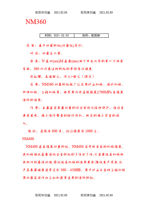耐磨钢牌号及类型之欧阳体创编