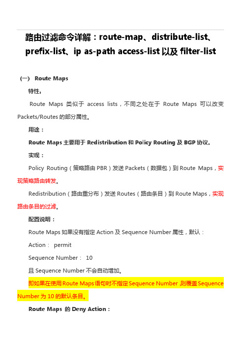 路由过滤命令详解route-map,distribute-list, prefix-list, ip as-path access-list