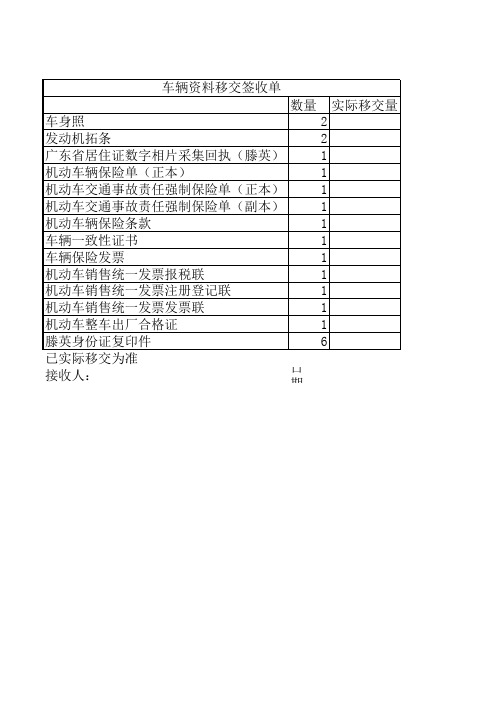 车辆资料移交单
