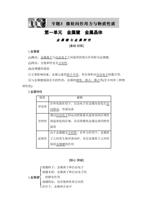 (完整版)苏教版化学选修3物质结构与性质专题3知识点