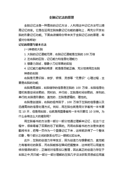 全脑记忆法的原理