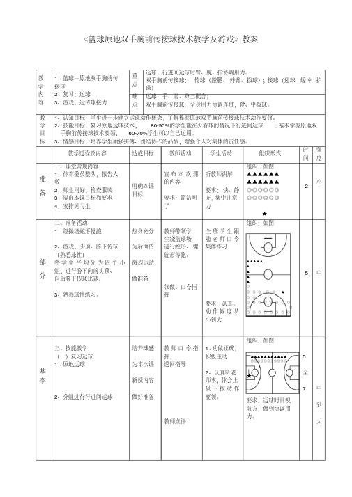 篮球双手胸前传接球教案