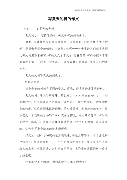 写夏天的树的作文