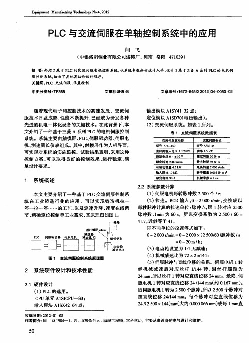PLC与交流伺服在单轴控制系统中的应用