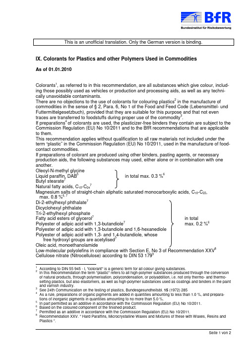 BfR recommendation IX