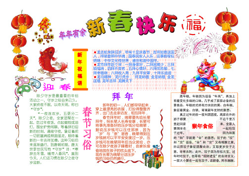 2016猴年春节寒假快乐生活电子小报word可编辑  (7)