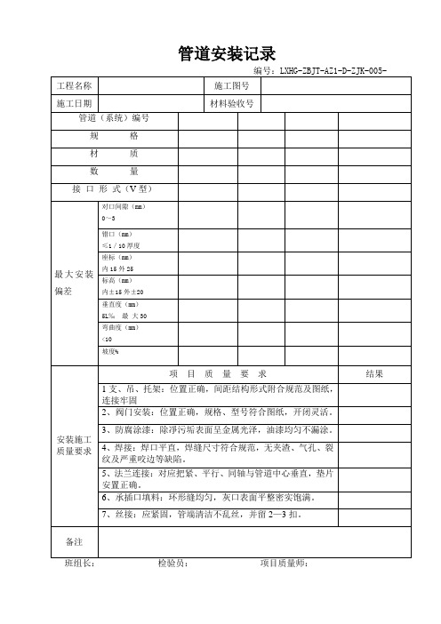 管道全套表格(编号0)