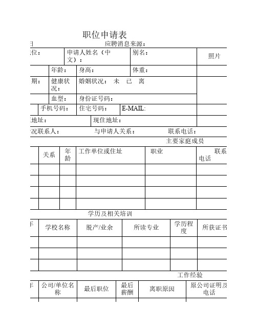 职位申请表1