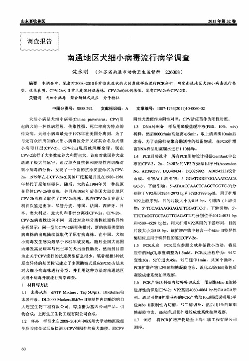 南通地区犬细小病毒流行病学调查