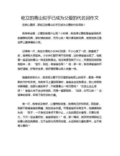 屹立的青山似乎已成为父爱的代名词作文