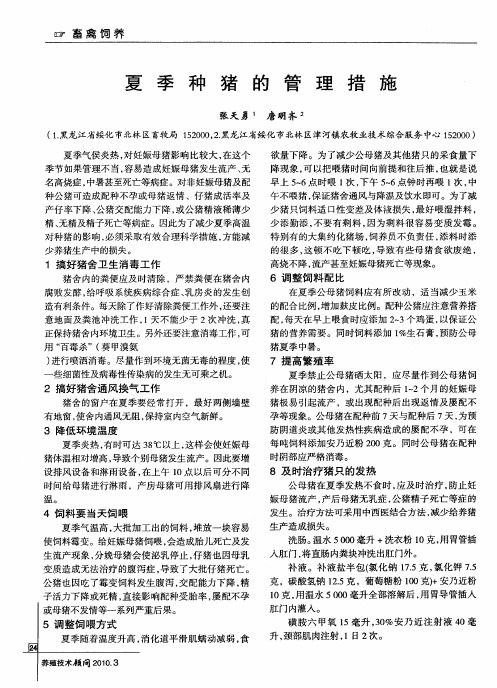 夏季种猪的管理措施