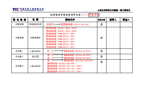 现场临时用电配电设备台账