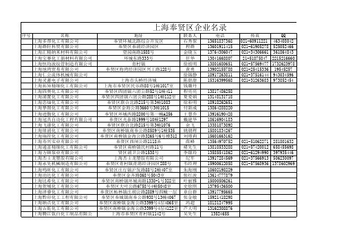 上海奉贤区企业名录