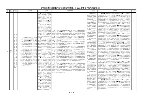 防城港市质量技术监督局权责清单 (2018年5月动态调整版)