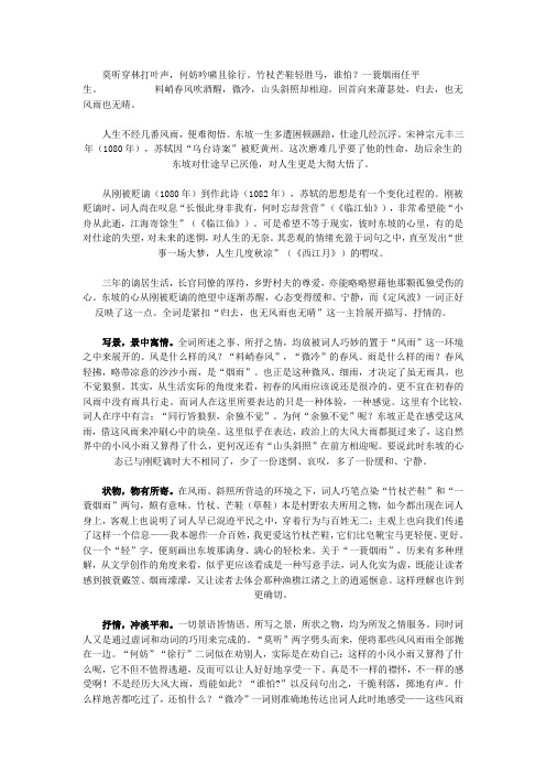 《定风波》赏析