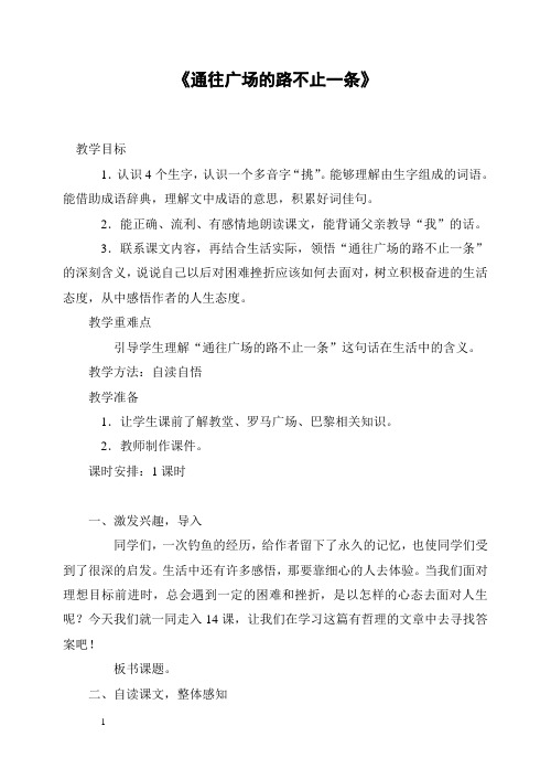 《通往广场的路不止一条》教案