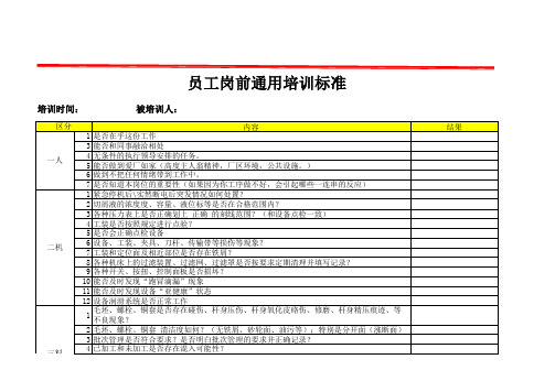 机加工行业 新员工考核标准
