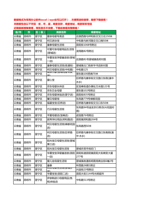 2020新版云南省昆明市晋宁区月子服务工商企业公司商家名录名单黄页联系号码地址大全30家