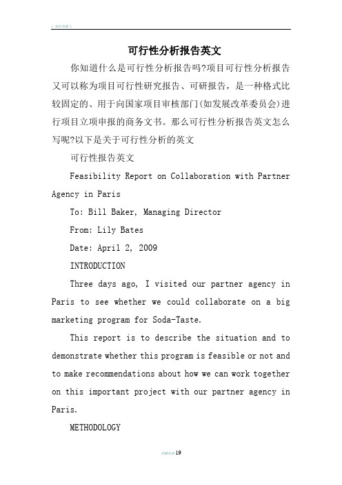 可行性分析报告英文