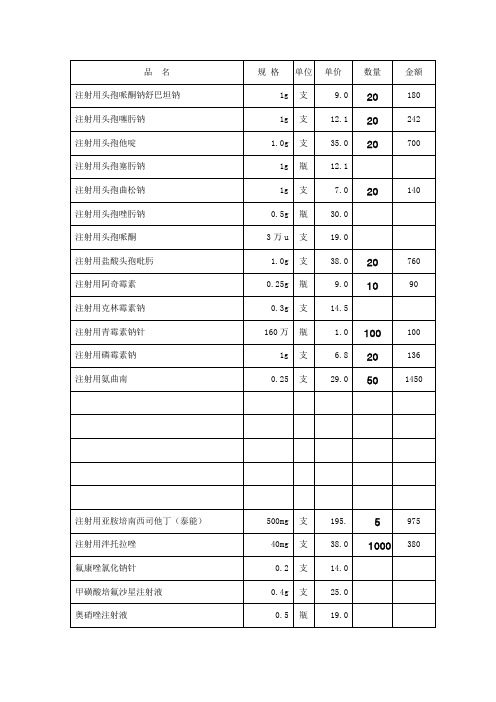 注射[药价本] 打印版