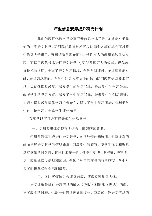 师生信息素养提升研究计划