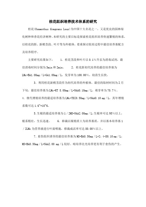桂花组织培养技术体系的研究