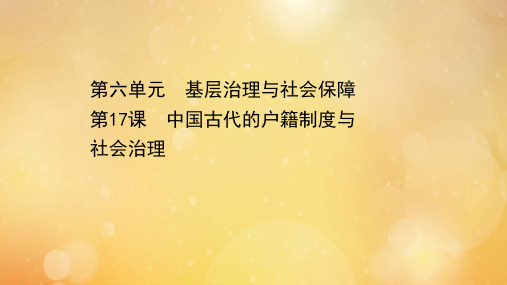 人教统编版选择性必修一第17课中国古代的户籍制度与社会治理课件(44张)