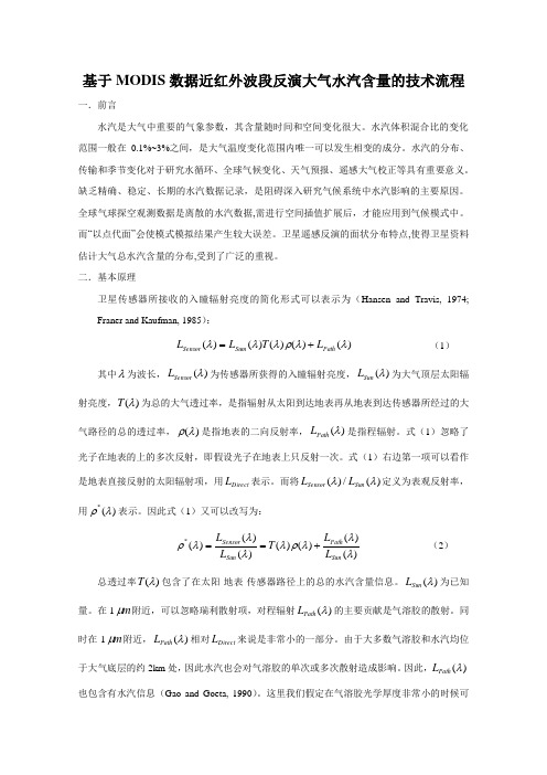 基于MODIS数据近红外波段反射大气水汽含量技术流程