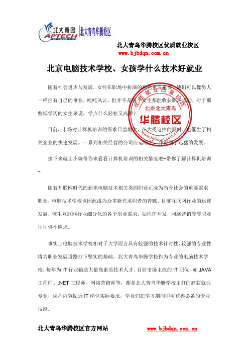 北京电脑技术学校、女孩学什么技术好就业