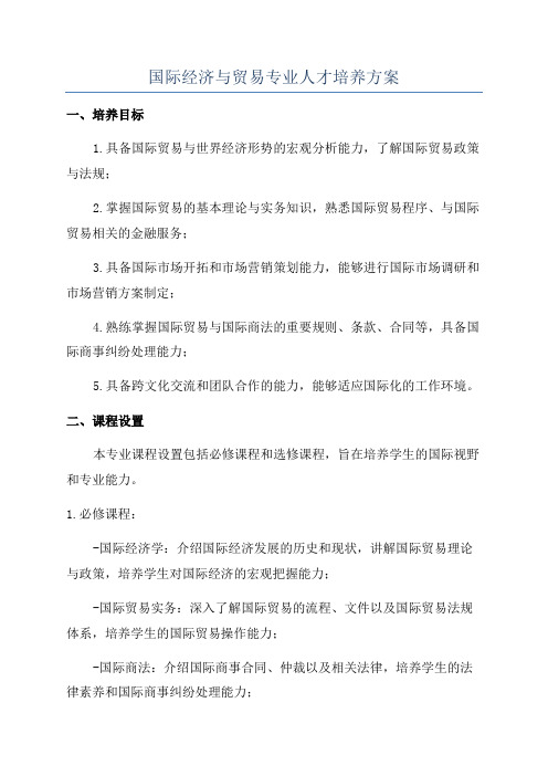 国际经济与贸易专业人才培养方案