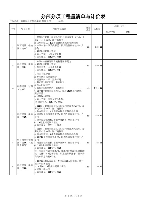 表—08 分部分项工程量清单与计价表
