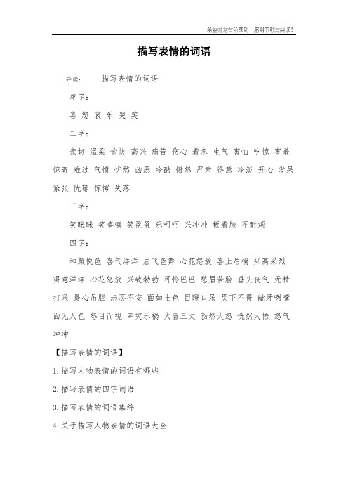 描写表情的词语