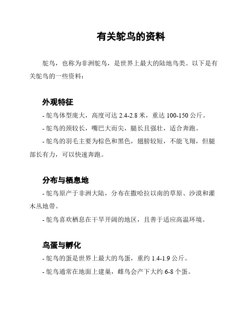 有关鸵鸟的资料