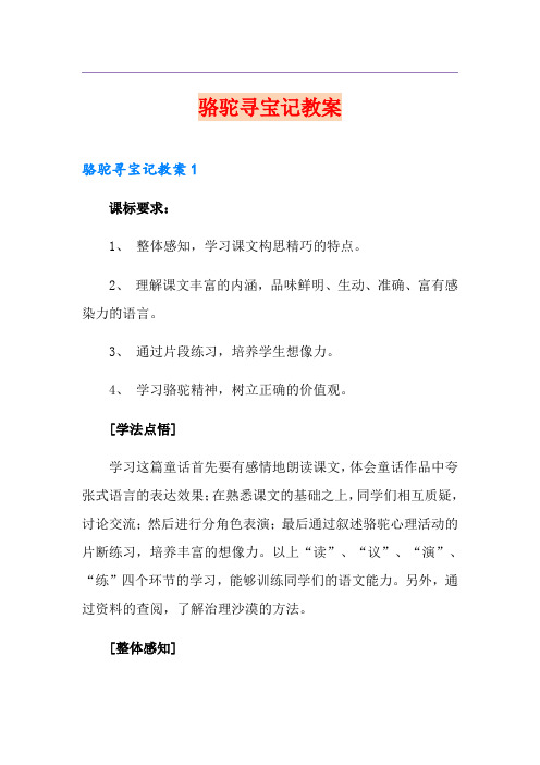 骆驼寻宝记教案