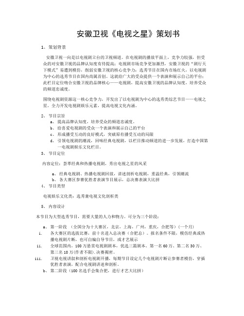 策划书 电视之星