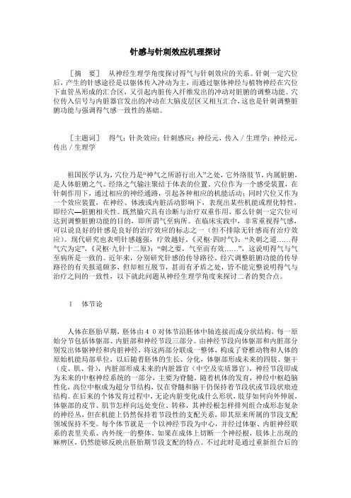 针感与针刺效应机理探讨
